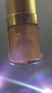 Lawson L47 tube condenser microphone rear view closeup with visible mic element