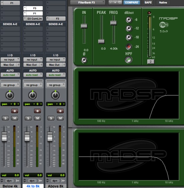 Crossovers and side-chain compression plug-ins create a precise DIY de-esser in ProTools